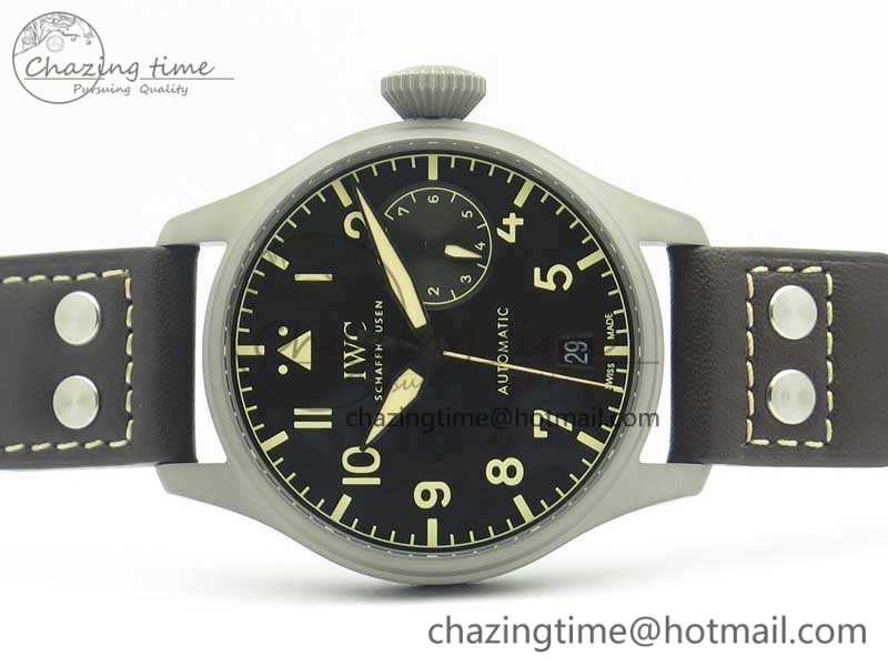 Big Pilot IW510301 Satin-Polished SS YLF Best Edition Black Dial On Leather Strap A521111