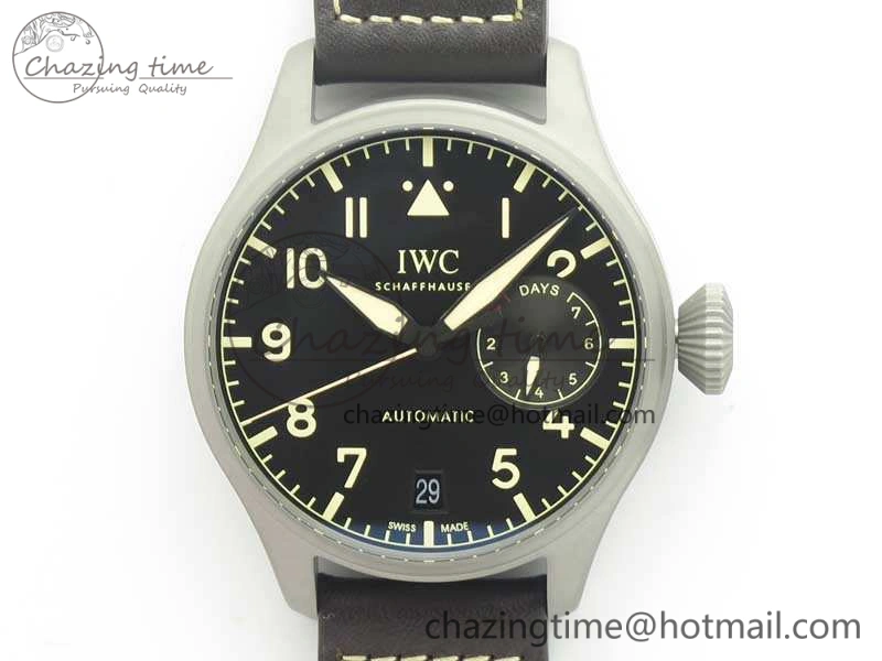 Big Pilot IW510301 Satin-Polished SS YLF Best Edition Black Dial On Leather Strap A521111