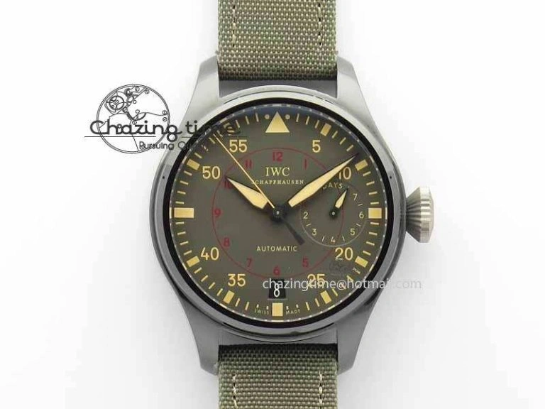 Big Pilot Real PR 48mm IW501902 Real Ceramic ZF 1:1 Best Edition On Green Nylon Strap A51111 V2