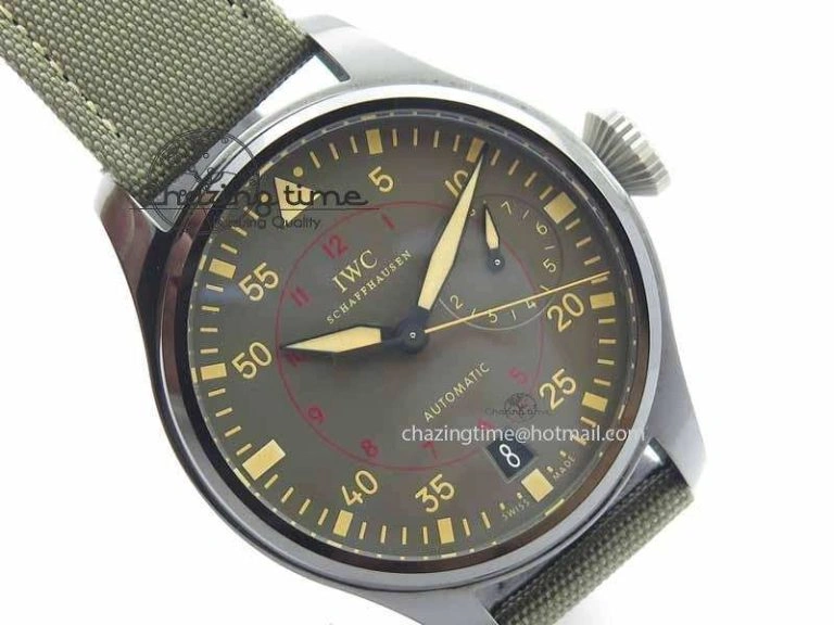 Big Pilot Real PR 48mm IW501902 Real Ceramic ZF 1:1 Best Edition On Green Nylon Strap A51111 V2
