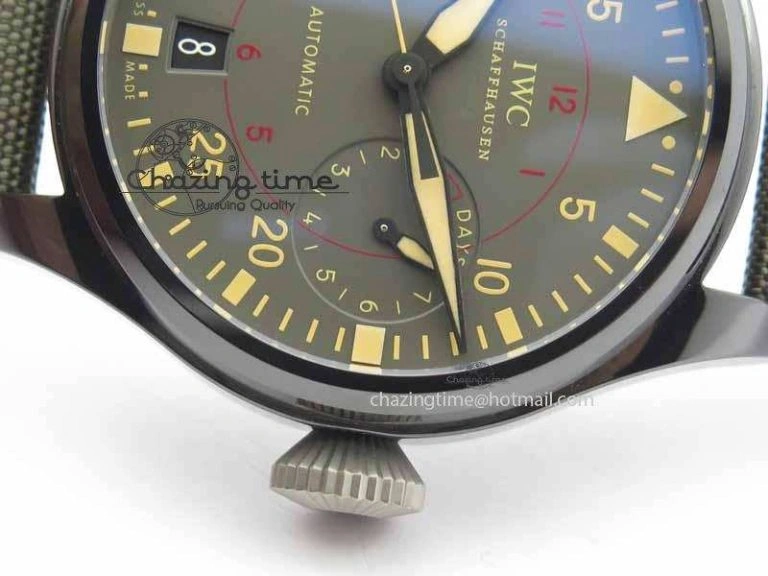 Big Pilot Real PR 48mm IW501902 Real Ceramic ZF 1:1 Best Edition On Green Nylon Strap A51111 V2