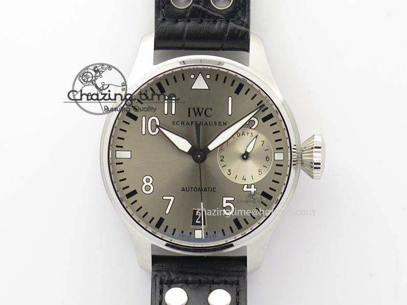 Big Pilot Real PR IW500906 ZF 1:1 Best Edition Silver Dial On Black Leather Strap A51111