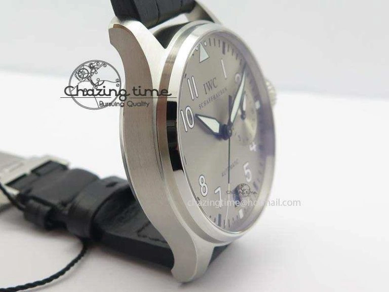 Big Pilot Real PR IW500906 ZF 1:1 Best Edition Silver Dial On Black Leather Strap A51111