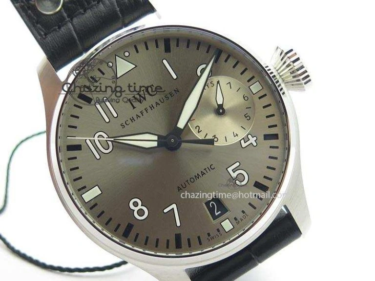Big Pilot Real PR IW500906 ZF 1:1 Best Edition Silver Dial On Black Leather Strap A51111