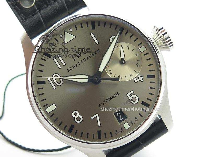Big Pilot Real PR IW500906 ZF 1:1 Best Edition Silver Dial On Black Leather Strap A51111