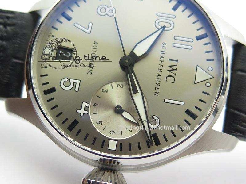 Big Pilot Real PR IW500906 ZF 1:1 Best Edition Silver Dial On Black Leather Strap A51111