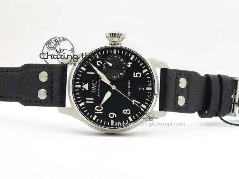 Big Pilot Real PR IW500912 ZF Best Edition Black Dial On Black Leather Strap A51111