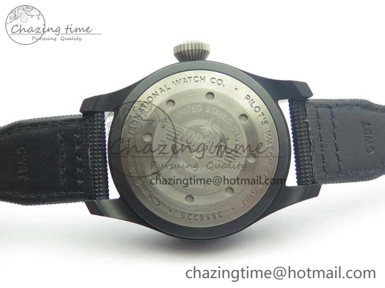 Big Pilot Real PR IW502001 Real Ceramic ZF 1:1 Best Edition On Black Calfskin Strap A51111 V2