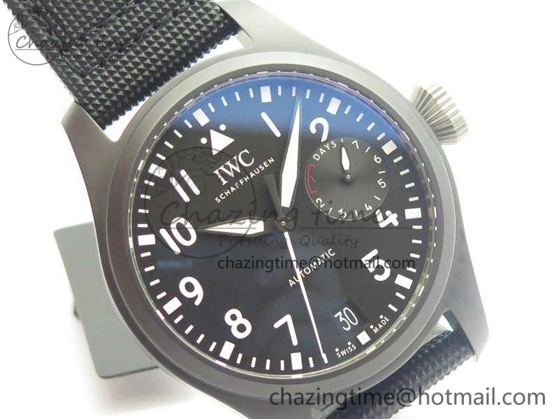 Big Pilot Real PR IW502001 Real Ceramic ZF 1:1 Best Edition On Black Calfskin Strap A51111 V2