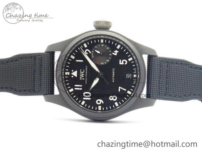 Big Pilot Real PR IW502001 Real Ceramic ZF 1:1 Best Edition On Black Calfskin Strap A51111 V2