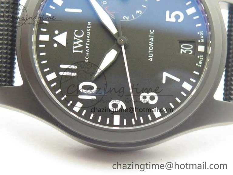 Big Pilot Real PR IW502001 Real Ceramic ZF 1:1 Best Edition On Black Calfskin Strap A51111 V2