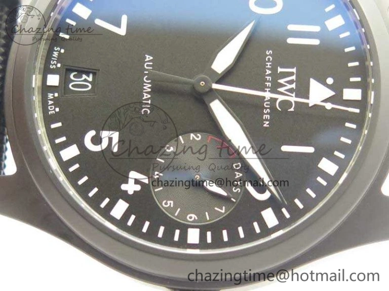 Big Pilot Real PR IW502001 Real Ceramic ZF 1:1 Best Edition On Black Calfskin Strap A51111 V2
