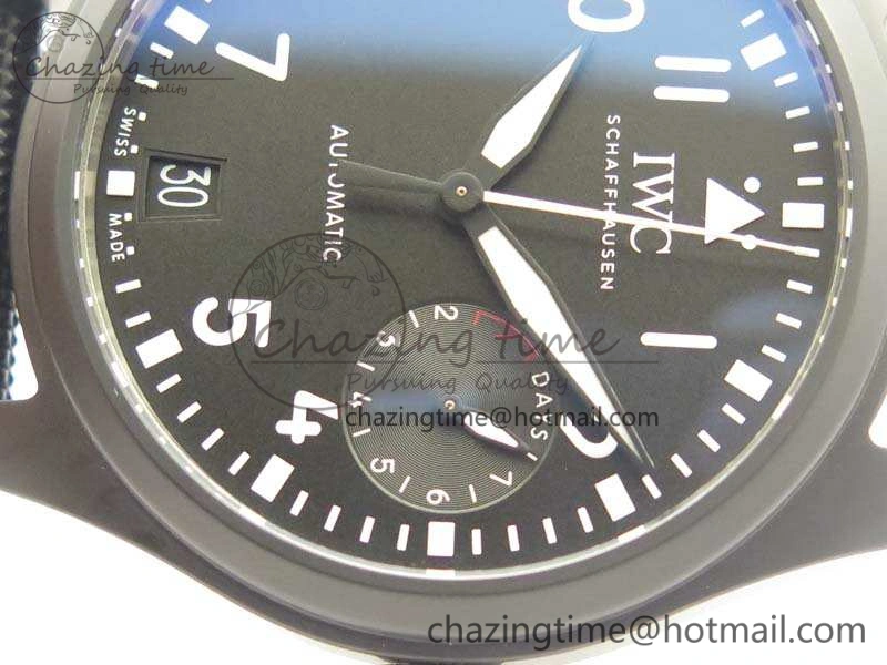 Big Pilot Real PR IW502001 Real Ceramic ZF 1:1 Best Edition On Black Calfskin Strap A51111 V2