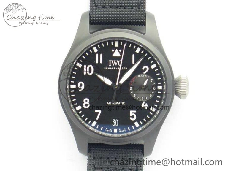 Big Pilot Real PR IW502001 Real Ceramic ZF 1:1 Best Edition On Black Calfskin Strap A51111 V2