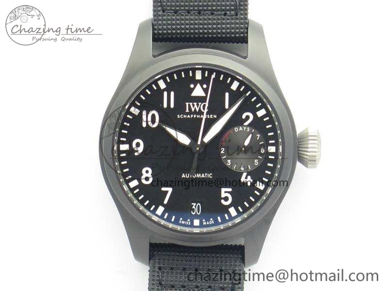Big Pilot Real PR IW502001 Real Ceramic ZF 1:1 Best Edition On Black Calfskin Strap A51111 V2