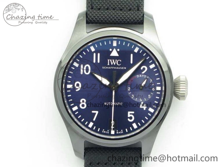 Big Pilot Real PR IW502003 Real Ceramic ZF 1:1 Best Edition On Black Calfskin Strap A51111 V2