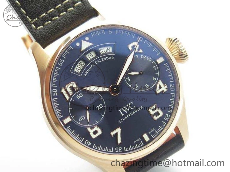 Big Pilot Real PR IW502701 RG YLF 1:1 Best Edition Blue Dial On Calfskin Strap A52850