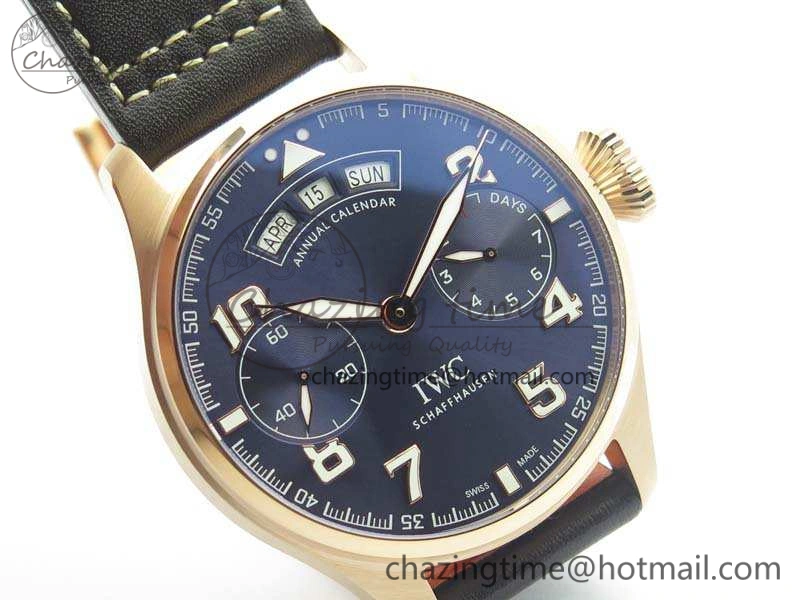 Big Pilot Real PR IW502701 RG YLF 1:1 Best Edition Blue Dial On Calfskin Strap A52850