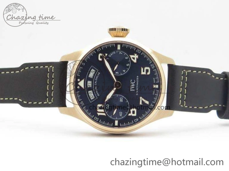 Big Pilot Real PR IW502701 RG YLF 1:1 Best Edition Blue Dial On Calfskin Strap A52850