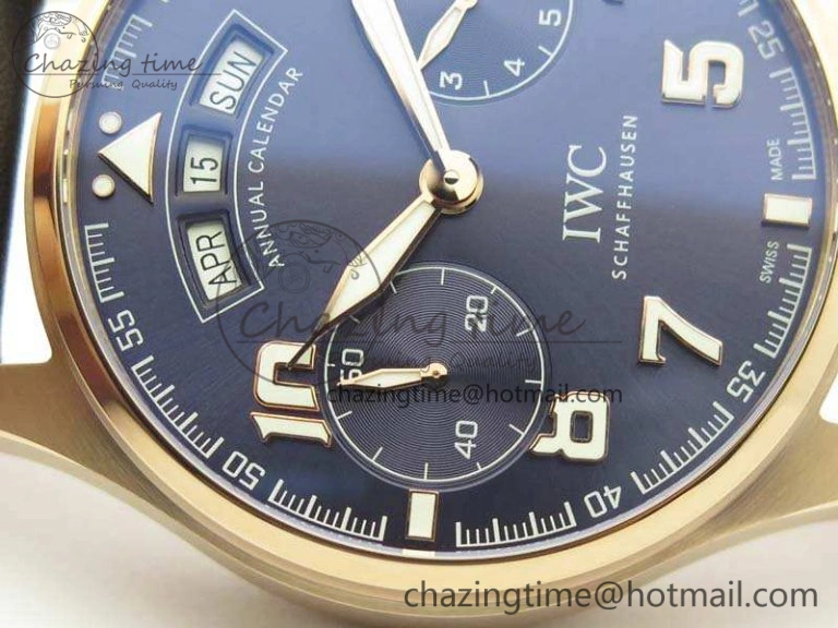 Big Pilot Real PR IW502701 RG YLF 1:1 Best Edition Blue Dial On Calfskin Strap A52850