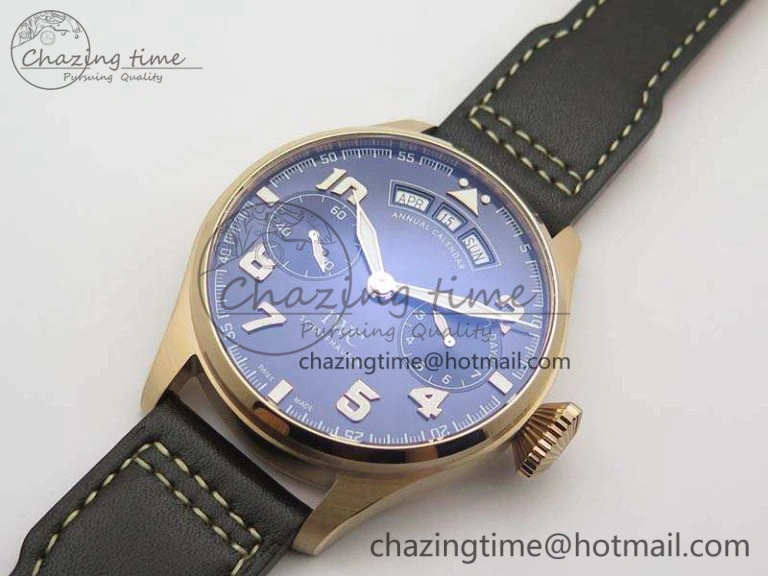 Big Pilot Real PR IW502701 RG YLF 1:1 Best Edition Blue Dial On Calfskin Strap A52850