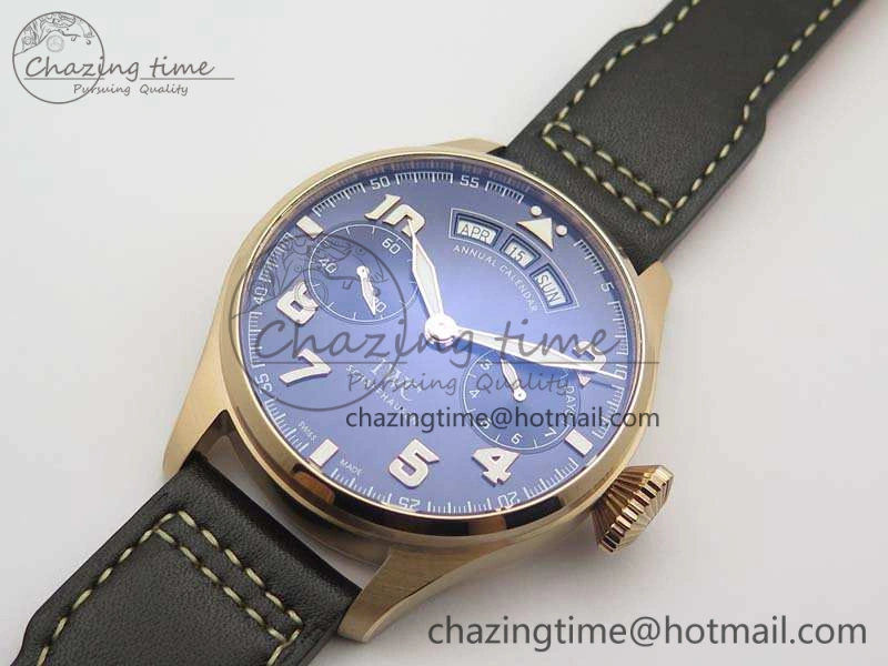 Big Pilot Real PR IW502701 RG YLF 1:1 Best Edition Blue Dial On Calfskin Strap A52850