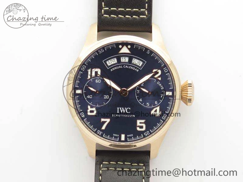 Big Pilot Real PR IW502701 RG YLF 1:1 Best Edition Blue Dial On Calfskin Strap A52850