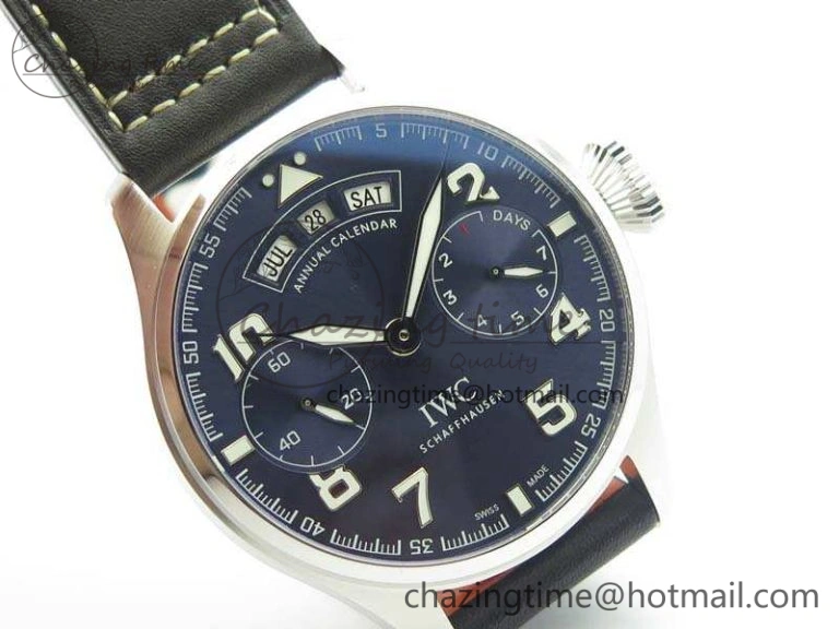 Big Pilot Real PR IW502703 SS YLF 1:1 Best Edition Blue Dial On Calfskin Strap A52850