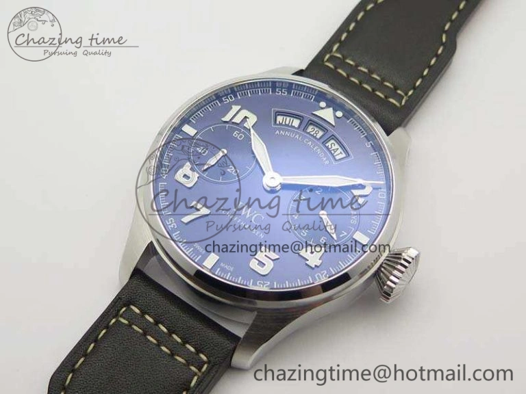 Big Pilot Real PR IW502703 SS YLF 1:1 Best Edition Blue Dial On Calfskin Strap A52850