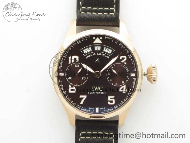 Big Pilot Real PR IW502706 RG YLF 1:1 Best Edition Brown Dial On Calfskin Strap A52850