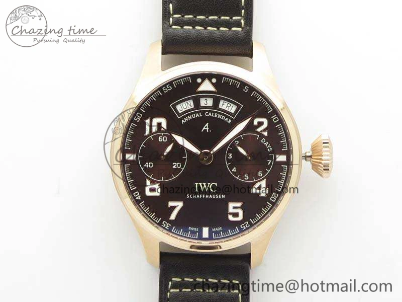 Big Pilot Real PR IW502706 RG YLF 1:1 Best Edition Brown Dial On Calfskin Strap A52850