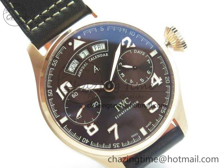 Big Pilot Real PR IW502706 RG YLF 1:1 Best Edition Brown Dial On Calfskin Strap A52850