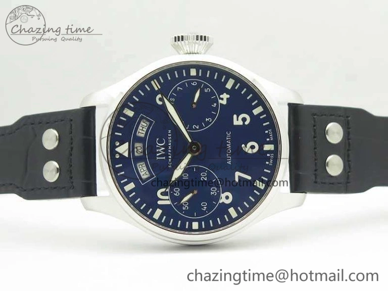 Big Pilot Real PR IW502708 SS YLF 1:1 Best Edition Blue Dial On Black Calfskin Strap A52850