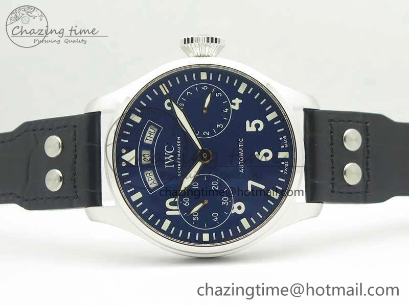 Big Pilot Real PR IW502708 SS YLF 1:1 Best Edition Blue Dial On Black Calfskin Strap A52850