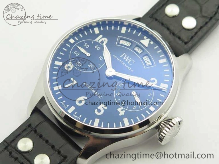 Big Pilot Real PR IW502708 SS YLF 1:1 Best Edition Blue Dial On Black Calfskin Strap A52850