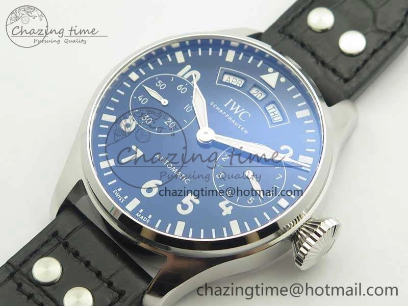 Big Pilot Real PR IW502708 SS YLF 1:1 Best Edition Blue Dial On Black Calfskin Strap A52850