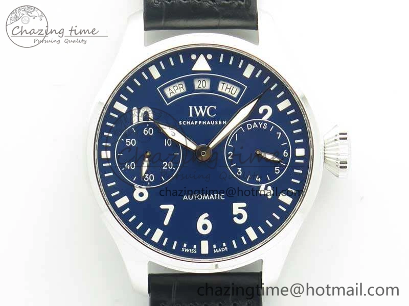 Big Pilot Real PR IW502708 SS YLF 1:1 Best Edition Blue Dial On Black Calfskin Strap A52850