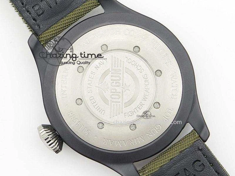 Big Pilot Top Gun Miramar PVD Plated Titanium on Green Nylon Strap A23J