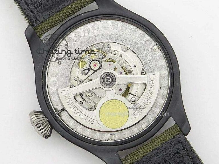 Big Pilot Top Gun Miramar PVD Plated Titanium on Green Nylon Strap A23J