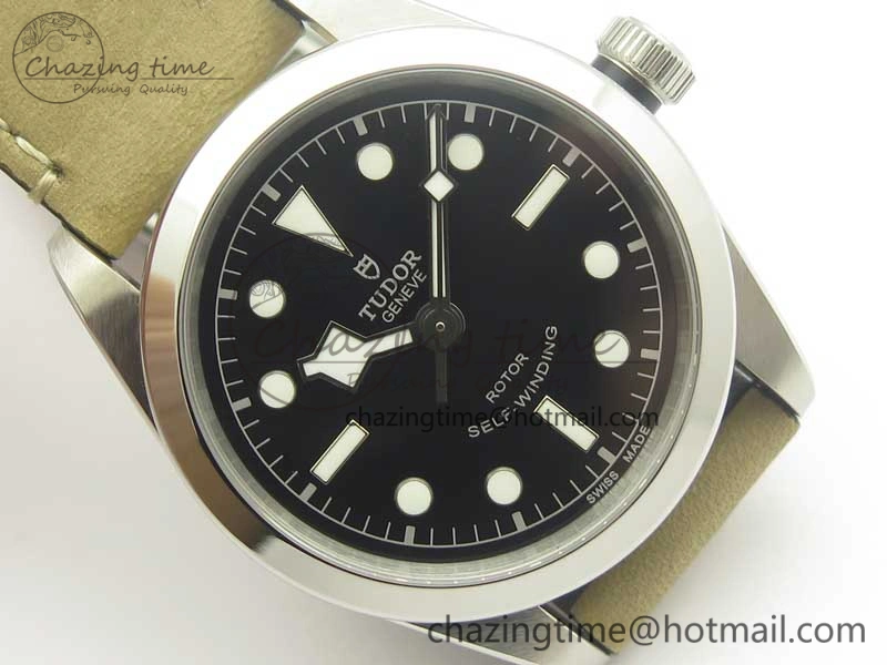 Black Bay 36 KRF 1:1 Best Edition Black Dial on Gray Leather Strap A2824