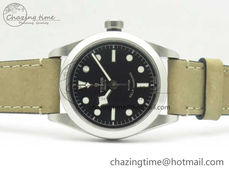 Black Bay 36 KRF 1:1 Best Edition Black Dial on Gray Leather Strap A2824