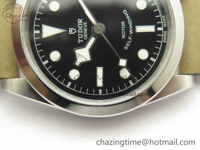 Black Bay 36 KRF 1:1 Best Edition Black Dial on Gray Leather Strap A2824