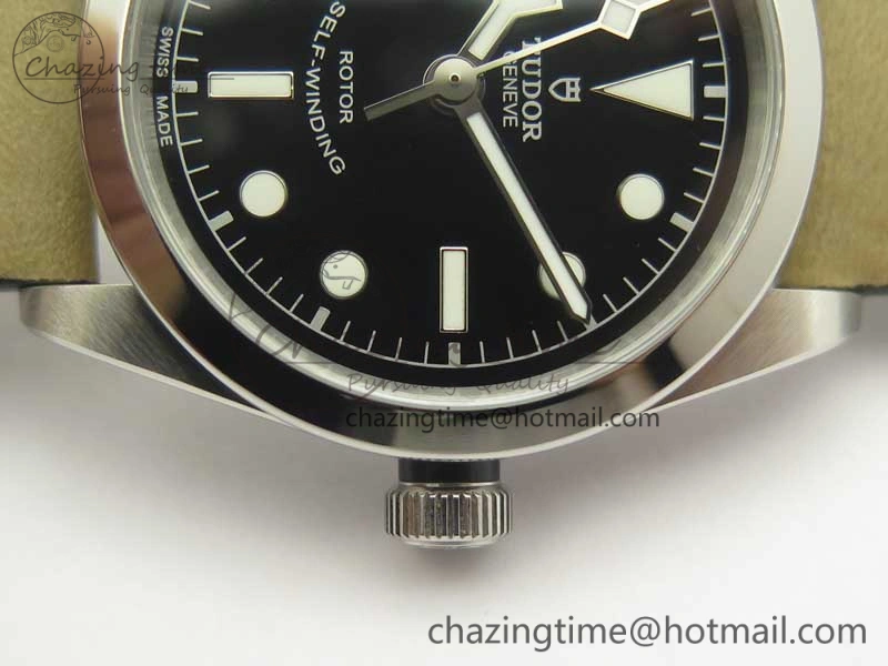 Black Bay 36 KRF 1:1 Best Edition Black Dial on Gray Leather Strap A2824
