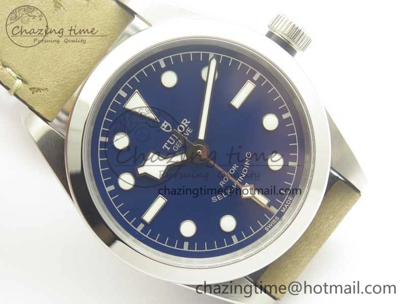 Black Bay 36 KRF 1:1 Best Edition Blue Dial on Gray Leather Strap A2824