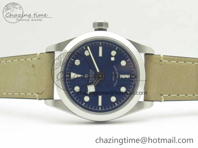 Black Bay 36 KRF 1:1 Best Edition Blue Dial on Gray Leather Strap A2824