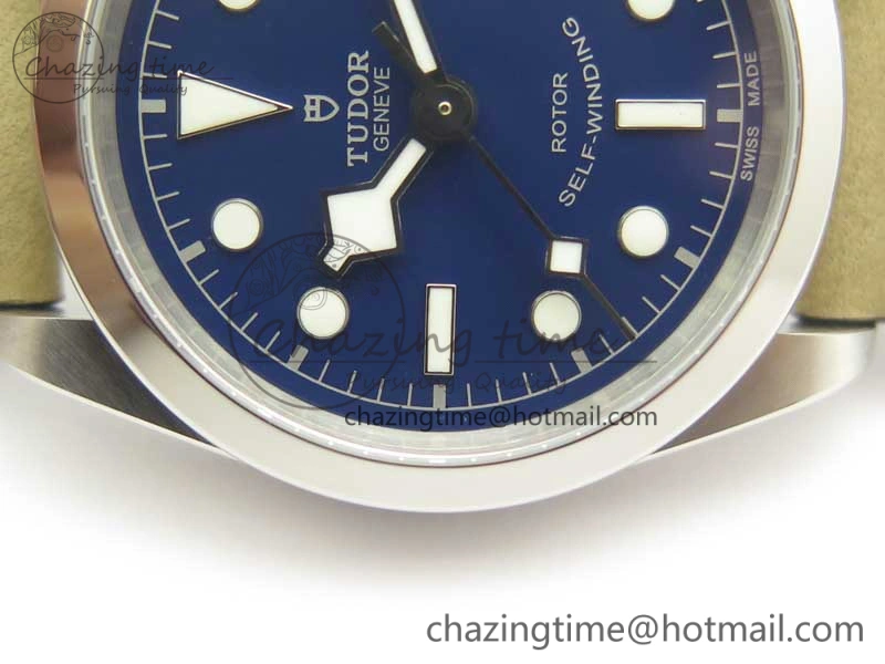 Black Bay 36 KRF 1:1 Best Edition Blue Dial on Gray Leather Strap A2824