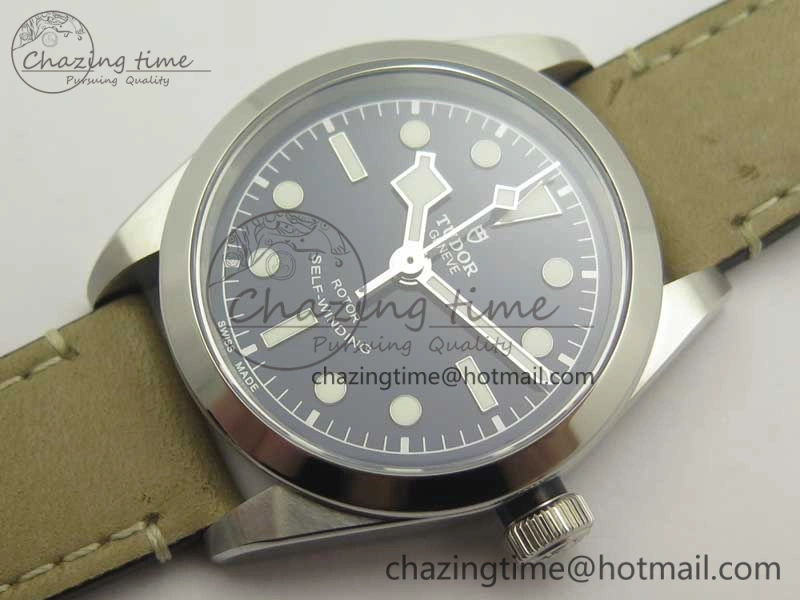 Black Bay 36 KRF 1:1 Best Edition Blue Dial on Gray Leather Strap A2824