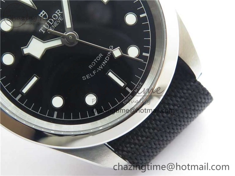 Black Bay 41 SS LF 1:1 Best Edition Black Dial on Black Nylon Strap A2824