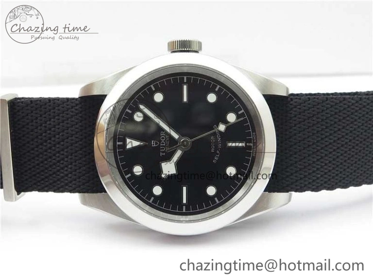 Black Bay 41 SS LF 1:1 Best Edition Black Dial on Black Nylon Strap A2824