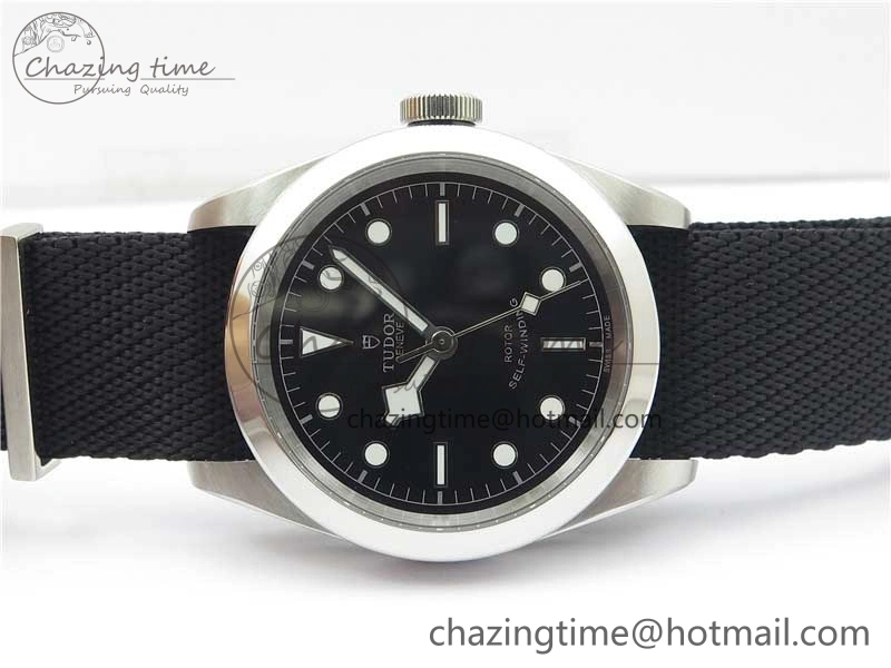 Black Bay 41 SS LF 1:1 Best Edition Black Dial on Black Nylon Strap A2824